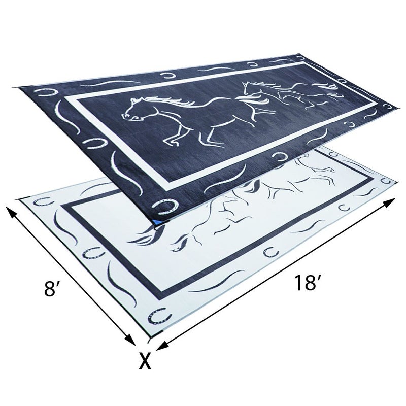 Stylish Camping GH8181 Black/White 8' x 18' Galloping Horses Mat, 1 Pack - Image 4